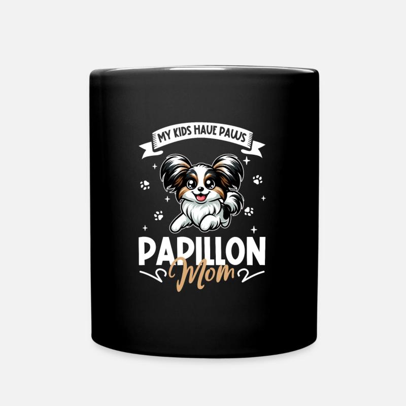 Épagneul miniature continental Mama - Mug uni - noir