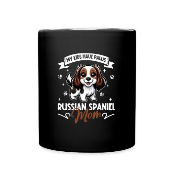 Russischer Spaniel Mama - Tasse einfarbig - Schwarz - Vorne