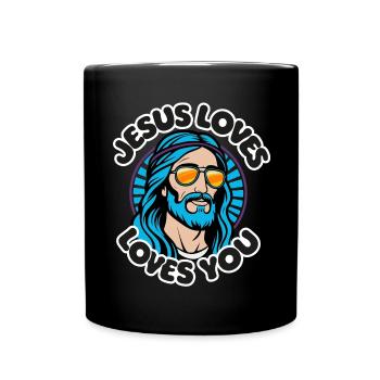 Jesus loves you - Cooles Jesus Design - Tasse einfarbig - Schwarz - Vorne