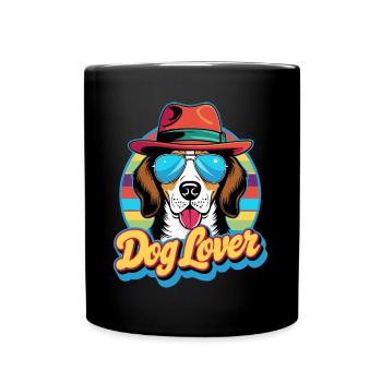 Amoureux des chiens Design rétro - Mug uni - noir - Devant