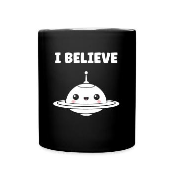 fliegende Untertasse - Tasse einfarbig - Schwarz - Vorne