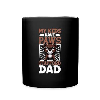 Staffordshire Bullterrier Papa - Tasse einfarbig - Schwarz - Vorne