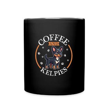 Coffee and Australian Kelpie - Full Colour Mug - black - Front