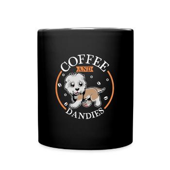 Coffee and Dandie Dinmont Terrier - Full Colour Mug - black - Front