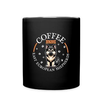 Coffee and Eastern European Shepherd Dog - Full Colour Mug - black - Front