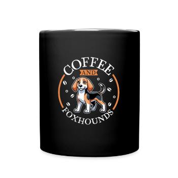 Kaffee und English Foxhound - Tasse einfarbig - Schwarz - Vorne