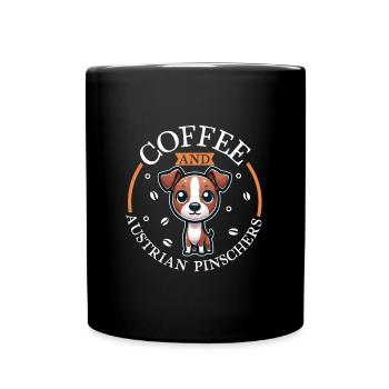 Kaffee und Österreichischer Pinscher - Tasse einfarbig - Schwarz - Vorne