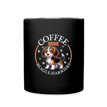 Coffee and Beagle Harrier - Full Colour Mug - black - Front