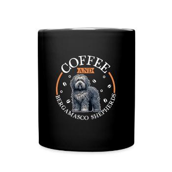 Café et chien de berger de Bergame - Mug uni - noir - Devant