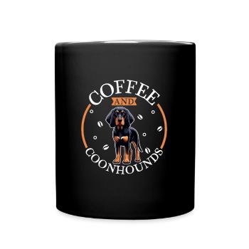 Kaffee und Black and Tan Coonhound - Tasse einfarbig - Schwarz - Vorne