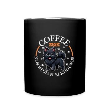 Café et chien d’élan norvégien - Mug uni - noir - Devant