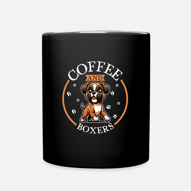 Kaffee und Boxer - Tasse einfarbig - Schwarz