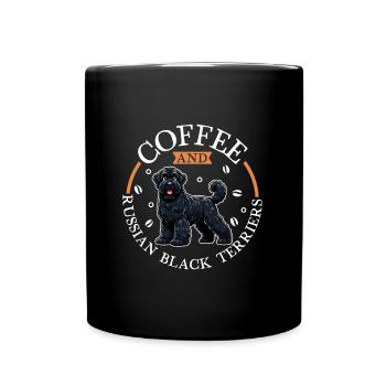 Café et terrier russe noir - Mug uni - noir - Devant