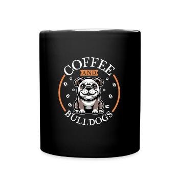 Kaffee und Bulldogge - Tasse einfarbig - Schwarz - Vorne
