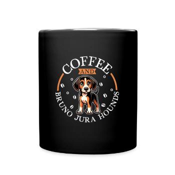 Kaffee und Jura Laufhund - Tasse einfarbig - Schwarz - Vorne