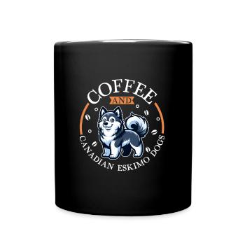 Café et chien esquimau canadien - Mug uni - noir - Devant