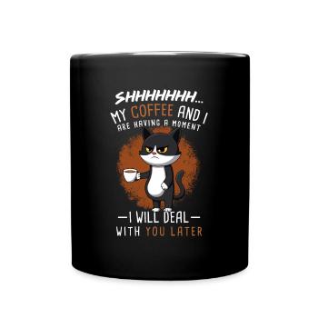 Kaffee Zubehör Koffein Getränk Wachmacher Kaffee - Tasse einfarbig - Schwarz - Vorne