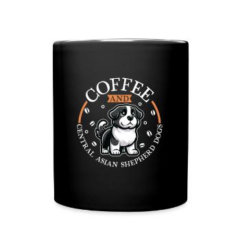 Coffee and Central Asian Ovcharka - Full Colour Mug - black - Front