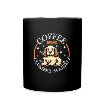 Coffee and Clumber Spaniel - Full Colour Mug - black - Front