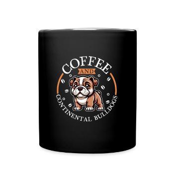 Kaffee und Continental Bulldog - Tasse einfarbig - Schwarz - Vorne