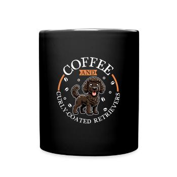 Kaffee und Curly-coated Retriever - Tasse einfarbig - Schwarz - Vorne