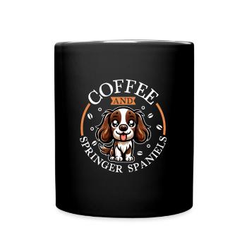 Café et épagneul springer anglais - Mug uni - noir - Devant