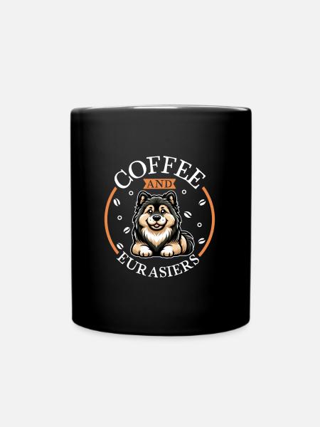 Kaffee und Eurasier - Tasse einfarbig - Schwarz