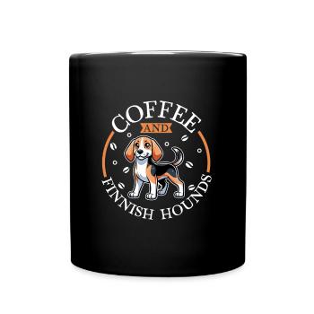 Kaffee und Finnischer Laufhund - Tasse einfarbig - Schwarz - Vorne