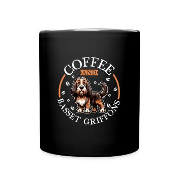 Kaffee und Grand Basset Griffon Vendéen - Tasse einfarbig - Schwarz - Vorne