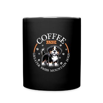 Café et bouvier suisse - Mug uni - noir - Devant