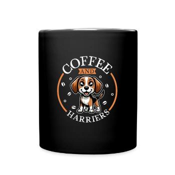 Kaffee und Harrier - Tasse einfarbig - Schwarz - Vorne