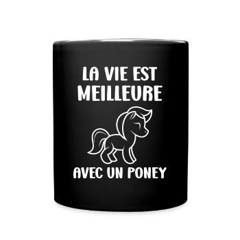 Humour poney - Mug uni - noir - Devant