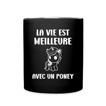 Humour poney - Mug uni - noir - Devant