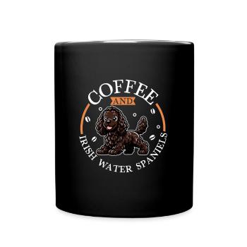 Café et épagneul d’eau irlandais - Mug uni - noir - Devant