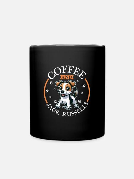 Coffee and Jack Russell Terrier - Full Colour Mug - black