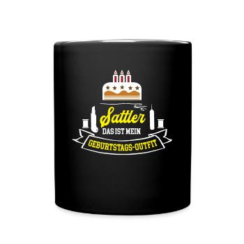 Sattler Geburtstag Geburtstagsgeschenk Sattlerei - Tasse einfarbig - Schwarz - Vorne