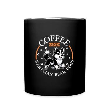 Café et chien ours de Carélie - Mug uni - noir - Devant