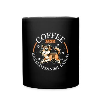 Café et Laïka Karélo-Finlandaise - Mug uni - noir - Devant