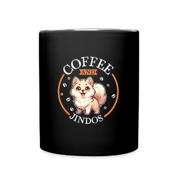 Coffee and Korea Jindo Dog - Full Colour Mug - black - Front