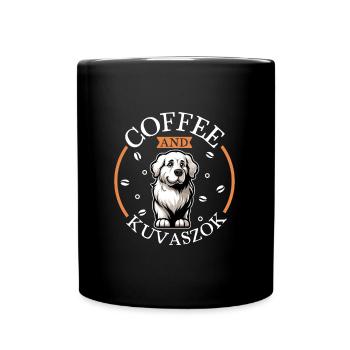 Kaffee und Kuvasz - Tasse einfarbig - Schwarz - Vorne
