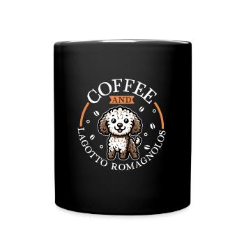 Kaffee und Lagotto Romagnolo - Tasse einfarbig - Schwarz - Vorne