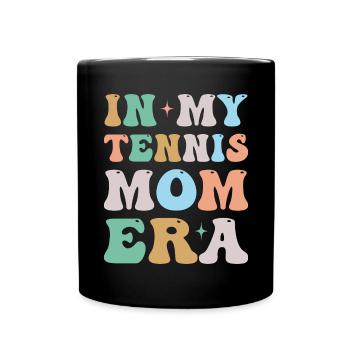 In My Tennis Mom Era Groovy Retro - Full Colour Mug - black - Front