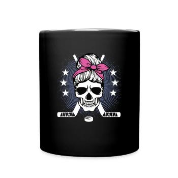 Eishockeyspielerin Totenkopf Hockey Spielerin - Tasse einfarbig - Schwarz - Vorne