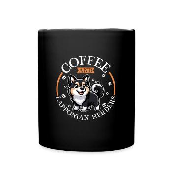 Coffee and Lapland Reindeer Dog - Full Colour Mug - black - Front