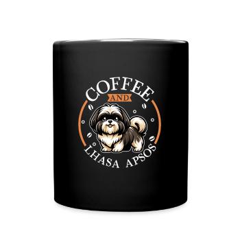 Café et Lhassa Apso - Mug uni - noir - Devant