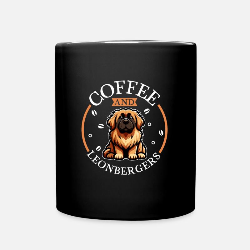Kaffee und Leonberger - Tasse einfarbig - Schwarz