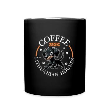 Kaffee und Litauische Bracke - Tasse einfarbig - Schwarz - Vorne