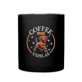 Coffee and Magyar Vizsla - Full Colour Mug - black - Front