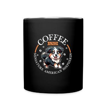 Coffee and Miniature American Shepherd - Full Colour Mug - black - Front
