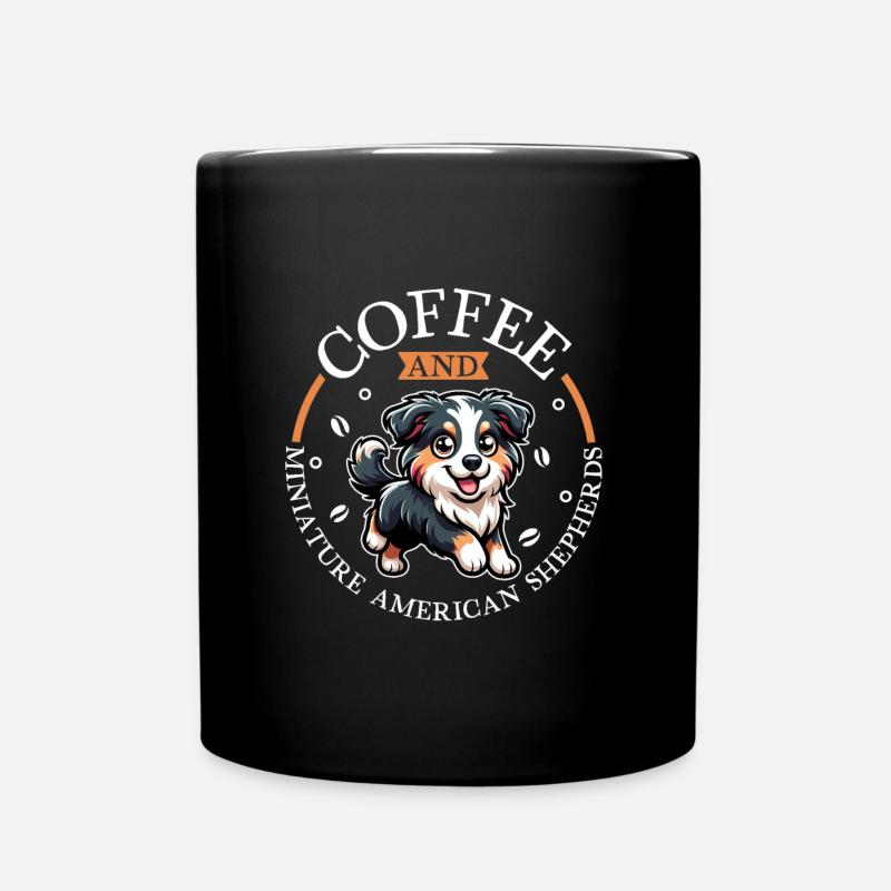 Kaffee und Miniature American Shepherd - Tasse einfarbig - Schwarz